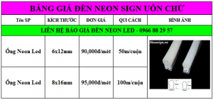 Bảng giá đèn Neon Sign uốn chữ tốt nhất TpHCM