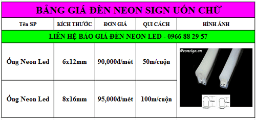 Bảng giá đèn Neon Sign uốn chữ tốt nhất TpHCM